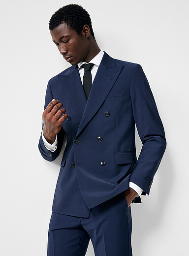 Tiger of Sweden: Le veston Ease double boutonnage <b>Coupe ajust&eacute;e</b> Bleu pour homme