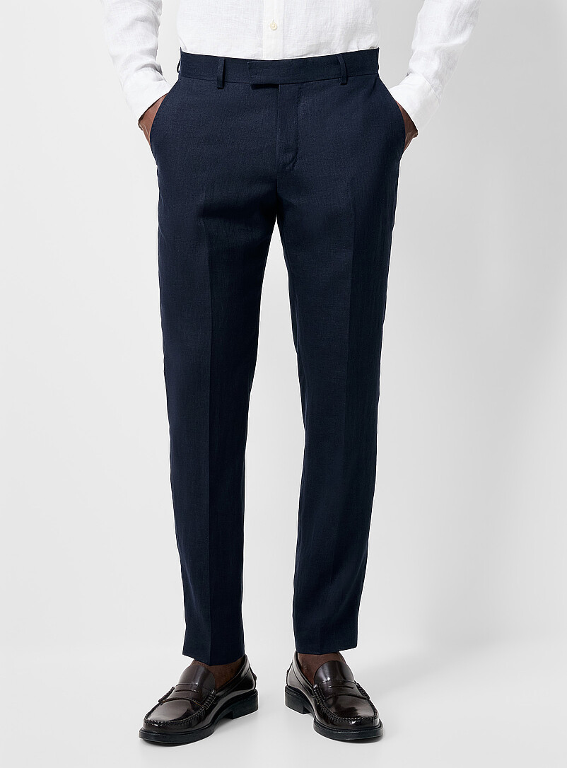 Tiger of Sweden: Le pantalon Tenuta pur lin <b>Coupe &eacute;troite</b> Bleu fonc&eacute; - Indigo pour homme