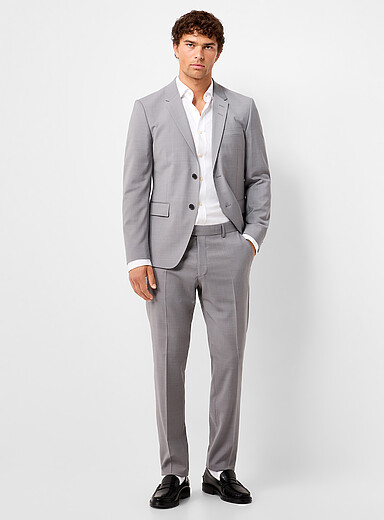 Jamie stone-grey packable suit <b>Slim fit</b>
