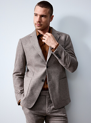 Tiger of Sweden: Le veston Justin laine recycl&eacute;e <b>Coupe ajust&eacute;e</b> Sable pour homme