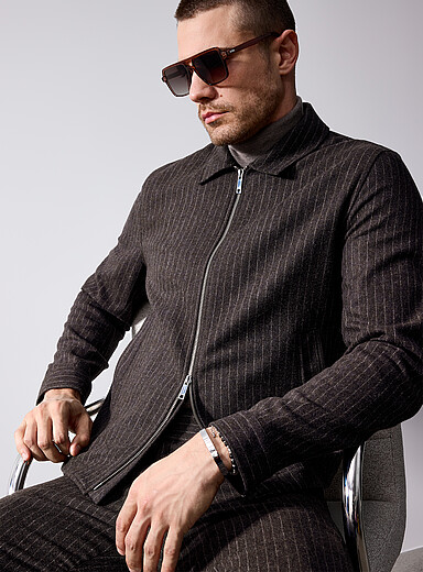 Tiger of Sweden: Le blouson rayures banquier Barnaby Charbon pour homme