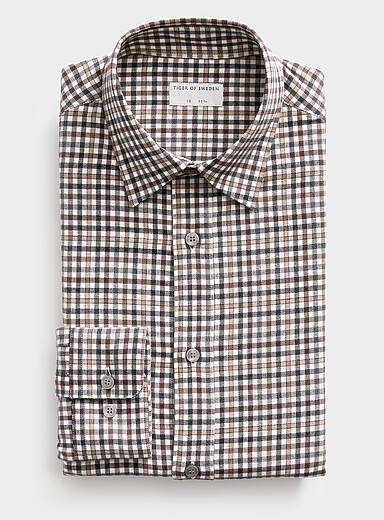Tiger of Sweden: La chemise flanelle carreaux Brun pour homme