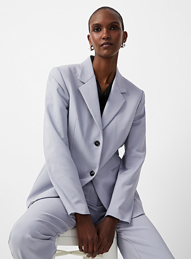 Blazer Femme Slim 2 Boutons – Coupe Courte élégante – Pour Bureau, Travail, Sortie – Tissu Polyester Stretch – Poches Plaquées