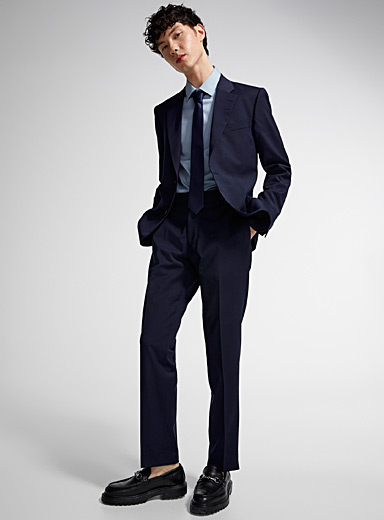 Navy pure wool tuxedo suit Semi-slim fit