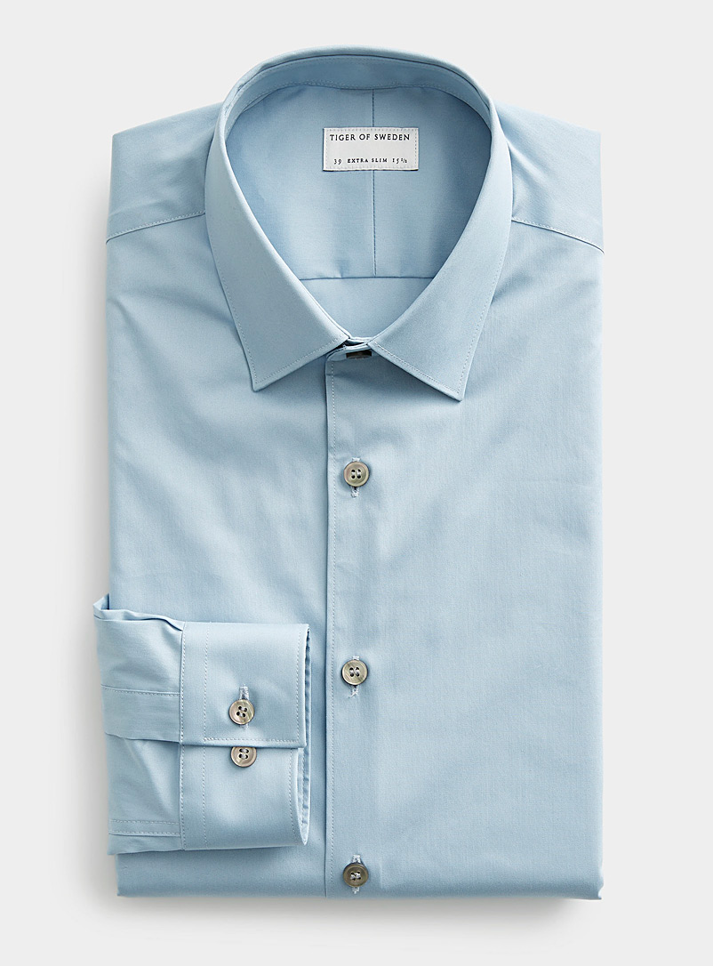 Tiger of Sweden: La chemise exécutive twill extensible Coupe ajustée Bleu pour homme