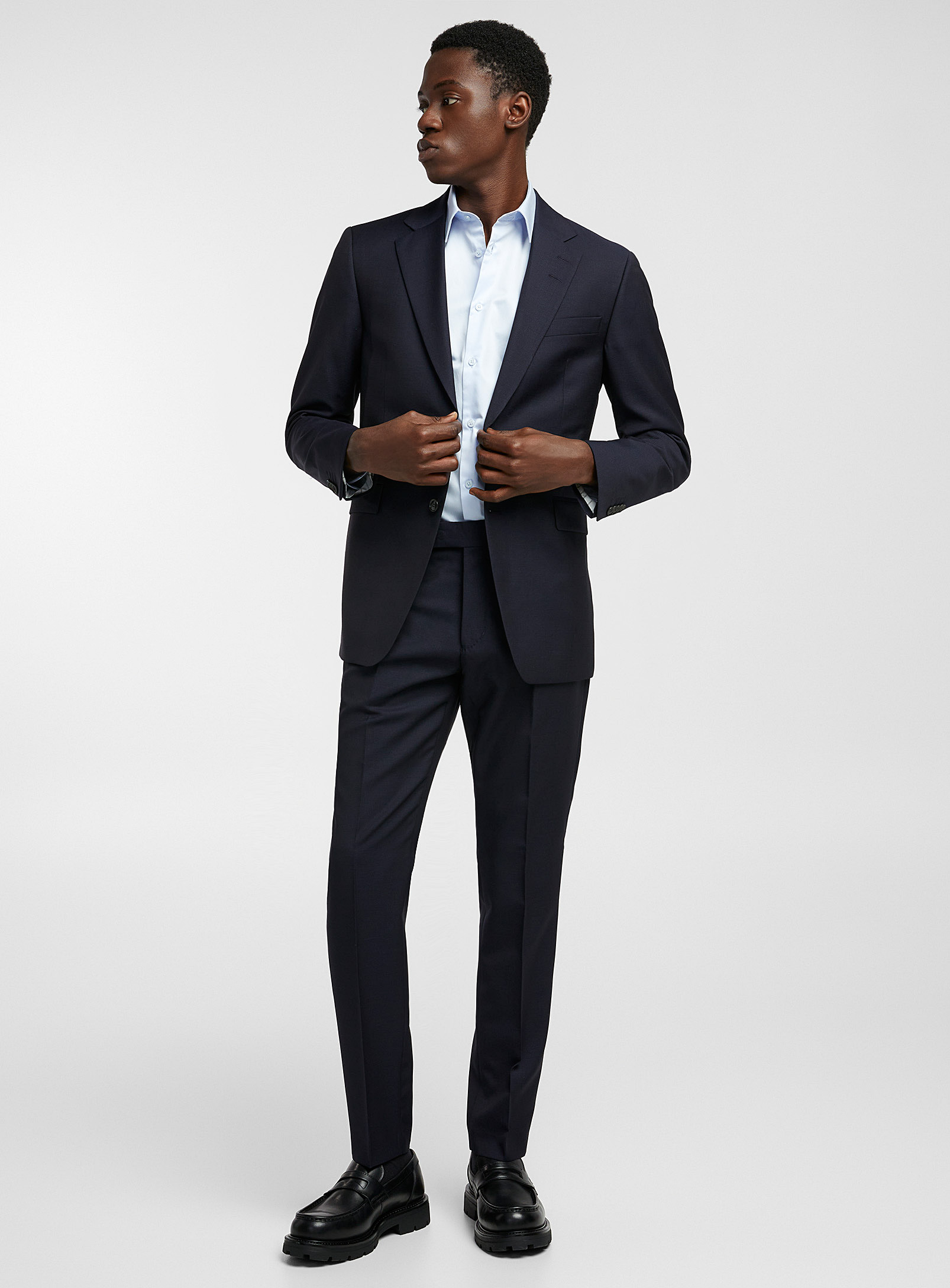 Tiger Of Sweden Pure Wool Micro-jacquard Pant Slim Fit In Blue