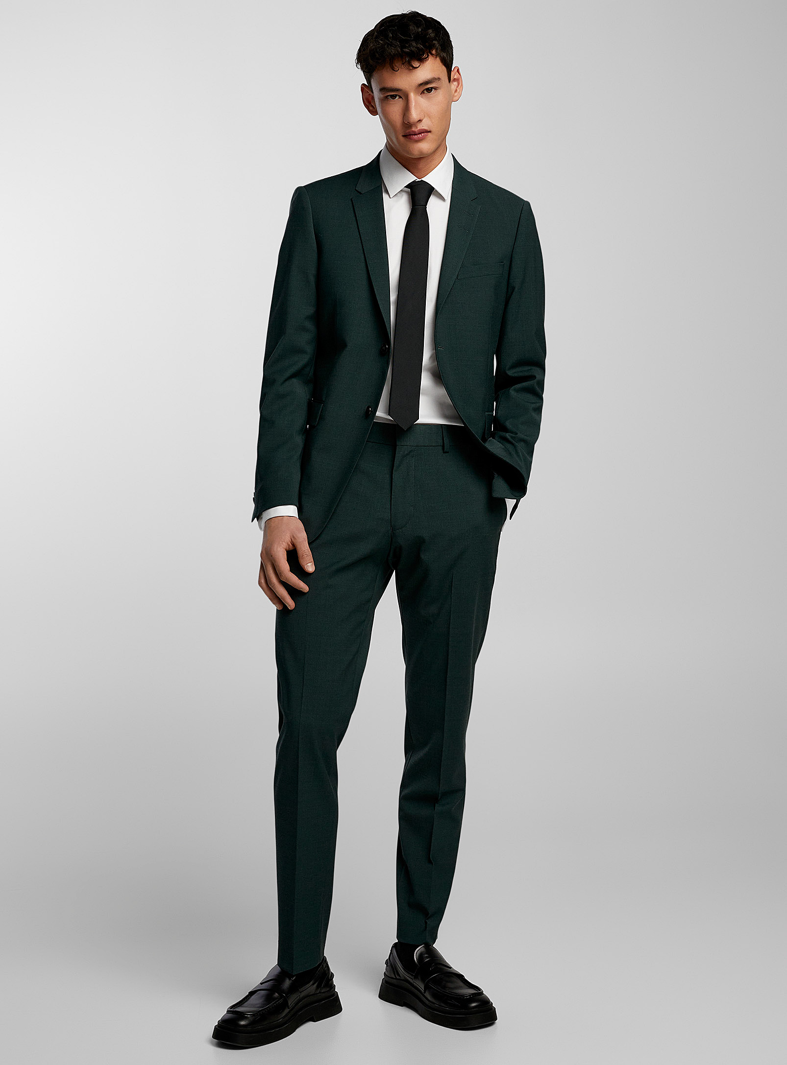 Tiger Of Sweden Chambray-like Jerrets Suit Slim Fit In Green