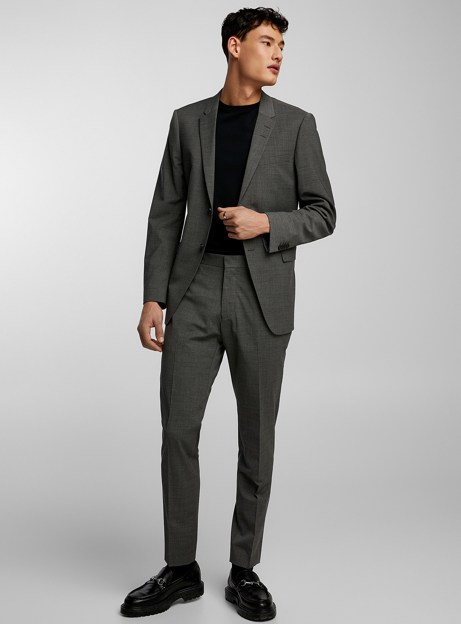 Tiger Of Sweden Chambray-like Jerrets Suit Slim Fit In Grey