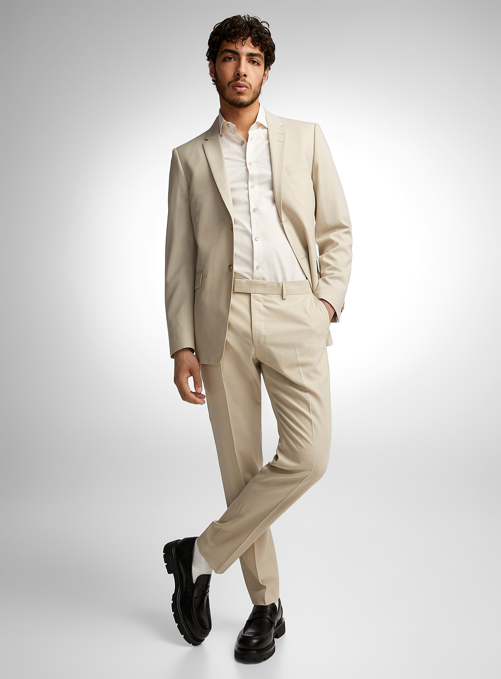 Tiger Of Sweden Sand Micro-jacquard Suit Semi-slim Fit In White