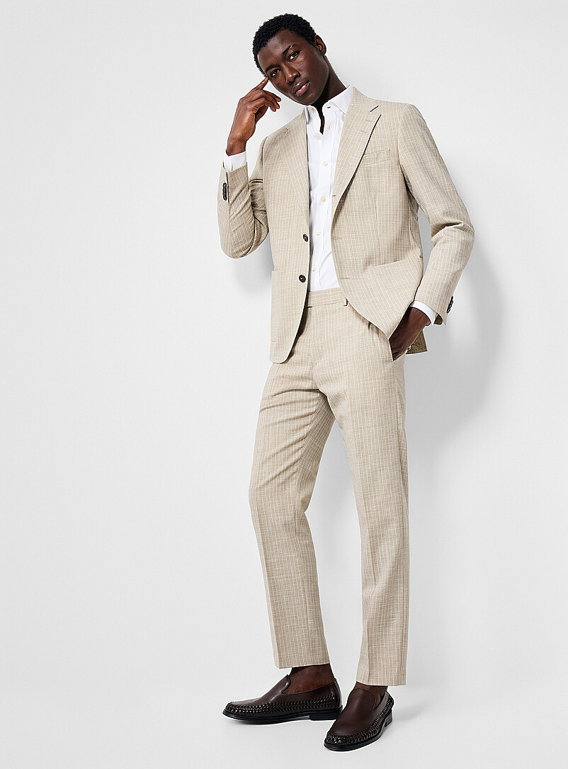 Ease beige stripe suit jacket Slim fit product image 2