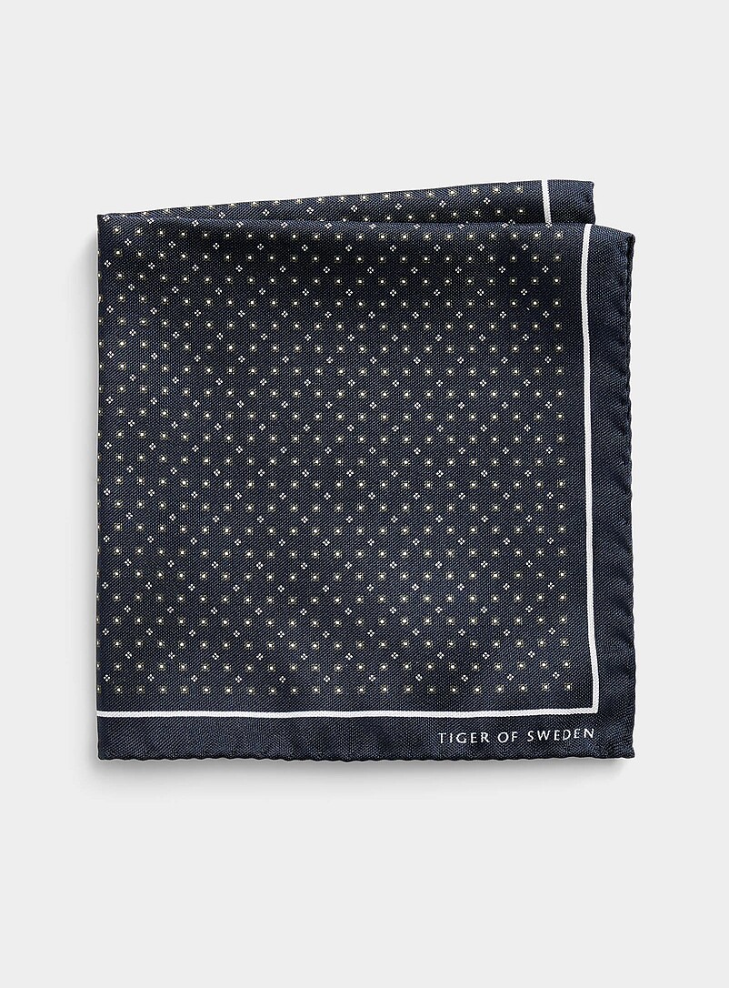 Geo-pattern navy pocket square product image (primary)