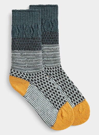 La chaussette multitexture en laine m&eacute;rinos