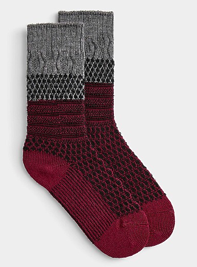 La chaussette multitexture en laine m&eacute;rinos