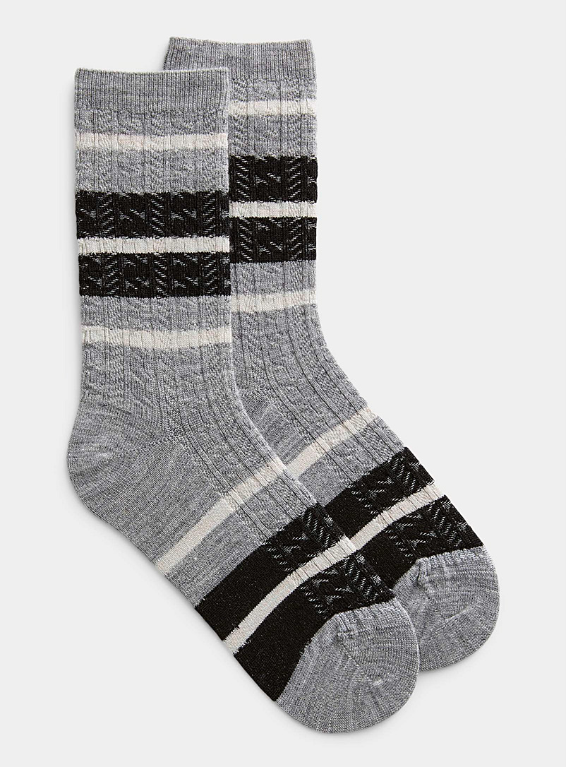 Smartwool Patterned Black Stripe and twist merino wool sock for women