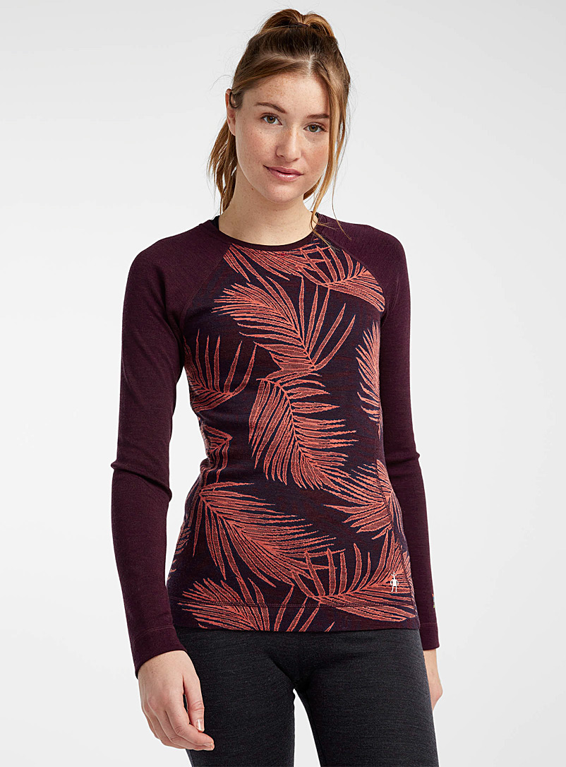 Smartwool Patterned Red Printed merino baselayer top for women