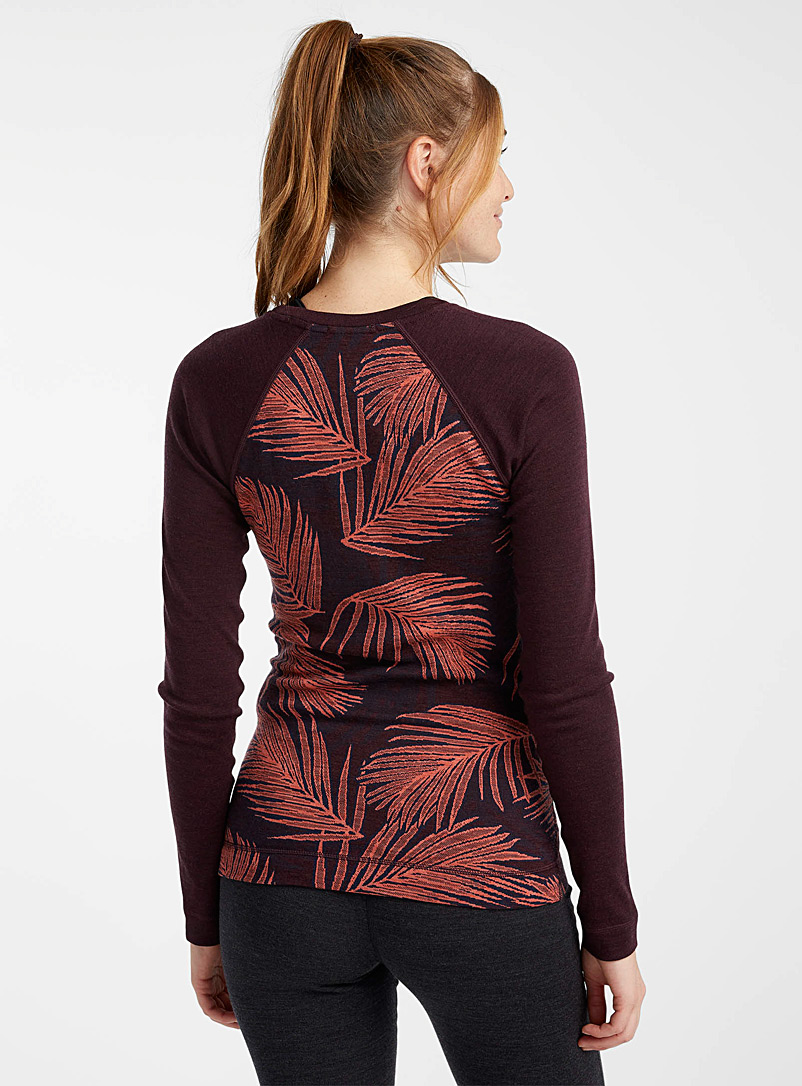 Smartwool Patterned Red Printed merino baselayer top for women