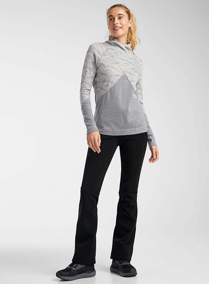 Smartwool Patterned Grey Merino 250 crossover-neck top for women