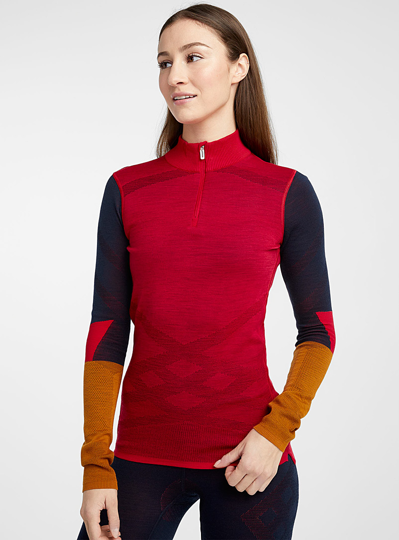 Smartwool: Le demi-zip tricot articulé Intraknit Rouge pour femme