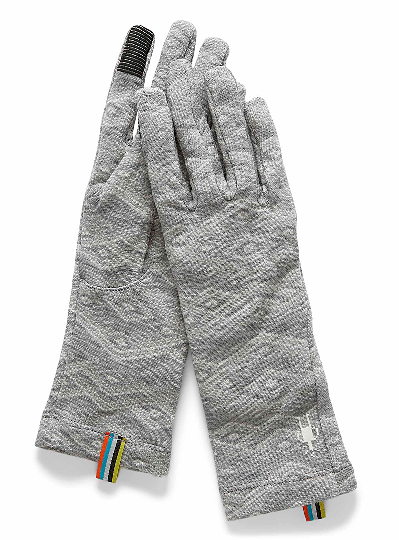 Smartwool Patterned Grey Diamond 250 merino gloves for women