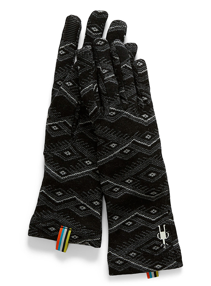 Smartwool Patterned Grey Diamond 250 merino gloves for women