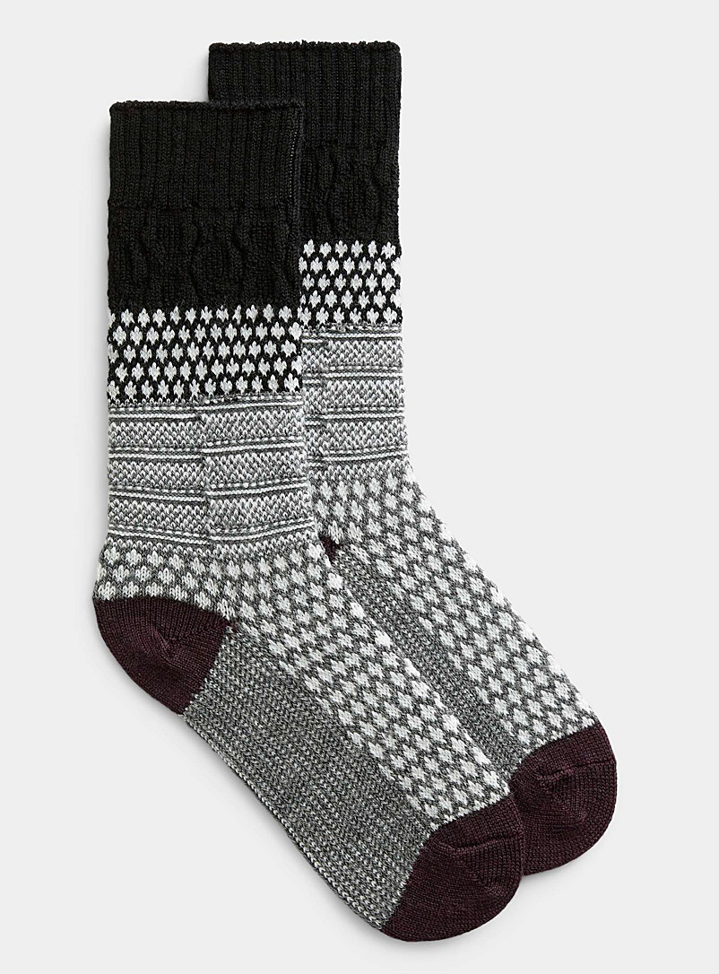 Smartwool Black Popcorn cable knit sock for women