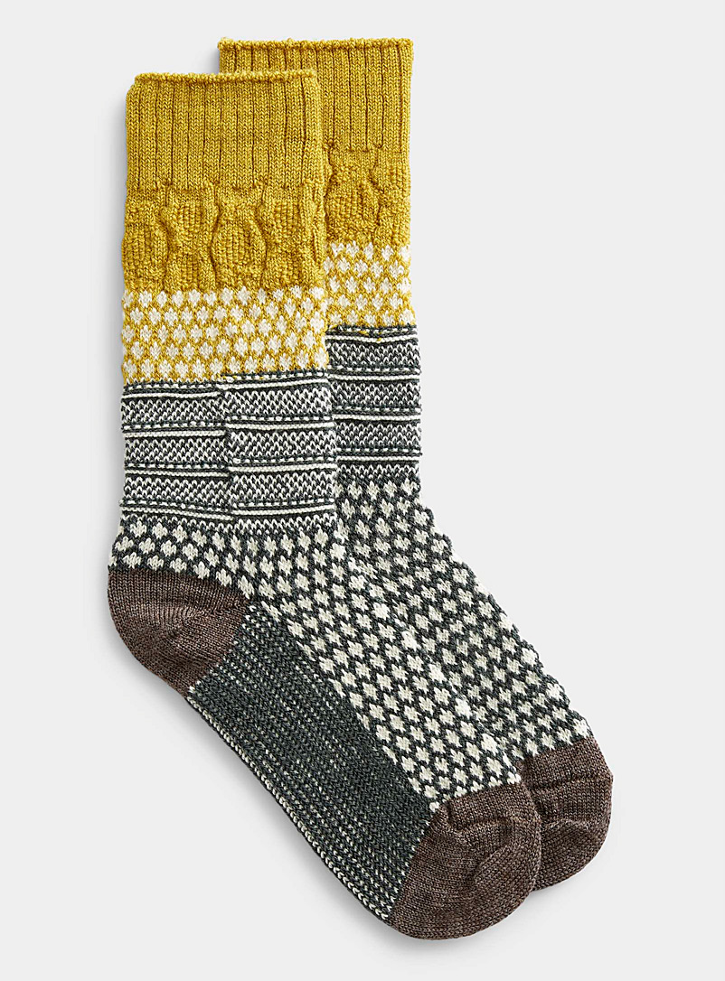 Smartwool Golden Yellow Popcorn cable knit sock for women