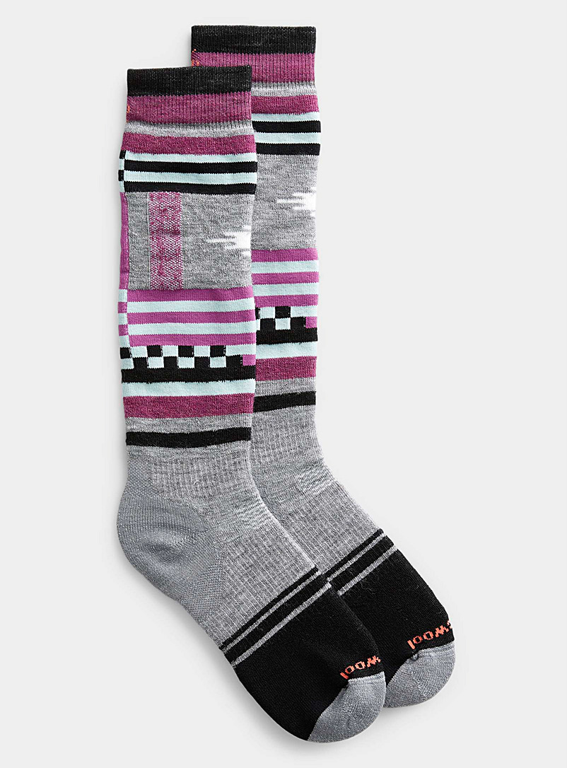 Smartwool Grey Checkerboard stripe padded wool sock for women