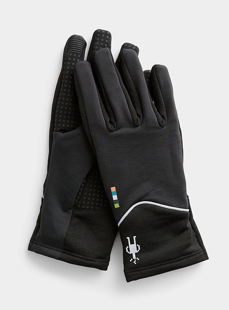 Smartwool Black Merino-blend touch screen gloves for women