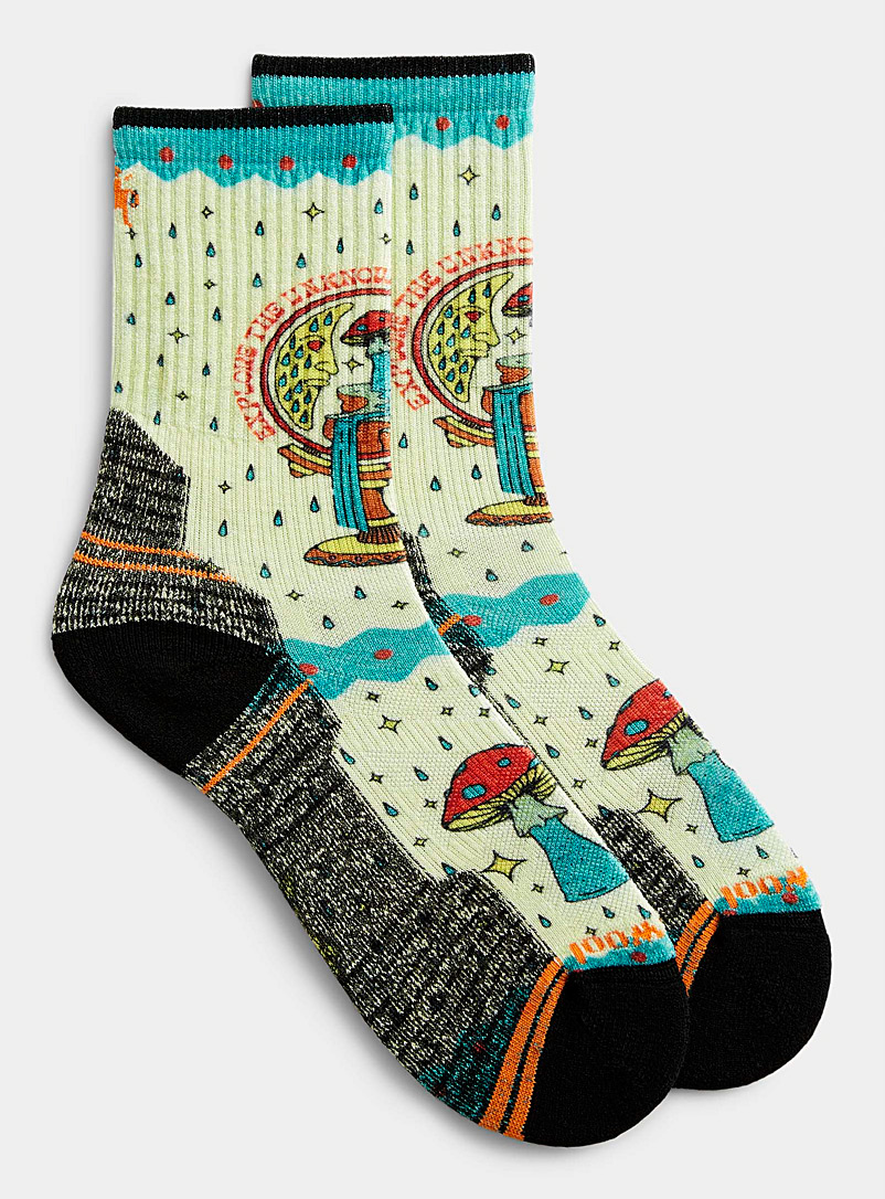 Smartwool Patterned White Explore The Unknown Hike illustration sock for men