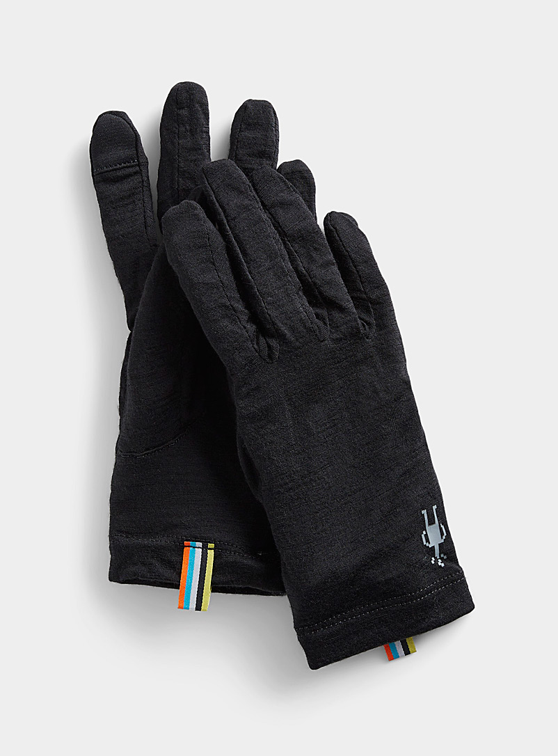 Smartwool Black Merino-blend touch screen gloves for men