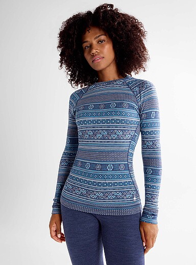 Smartwool: Le haut m&eacute;rinos 250 Bleu &agrave; motifs pour femme