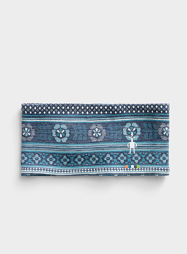 Smartwool Patterned Blue Solid reversible merino headband for women