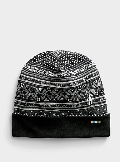 Smartwool Black and White Reversible merino tuque for women