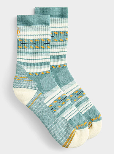 Smartwool: La chaussette de randonn&eacute;e rayures jacquard Sarcelle - Turquoise pour femme