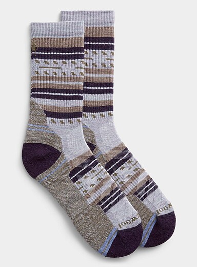 La chaussette de randonn&eacute;e rayures jacquard