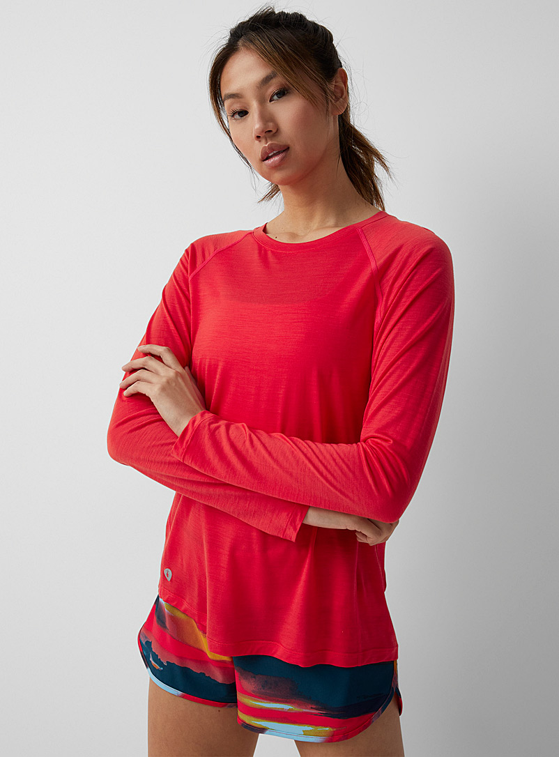 Smartwool: Le t-shirt léger manches longues jersey mérinos Rouge pour femme