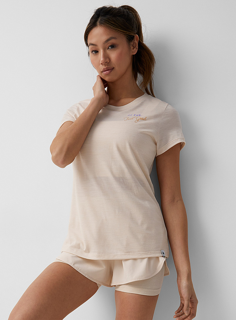 Smartwool Ivory White Mountain-print merino-blend T-shirt for women
