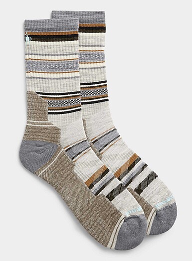 La chaussette de randonn&eacute;e rayures brunies