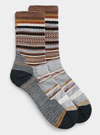 Smartwool Light Grey Striped hiking sock for men