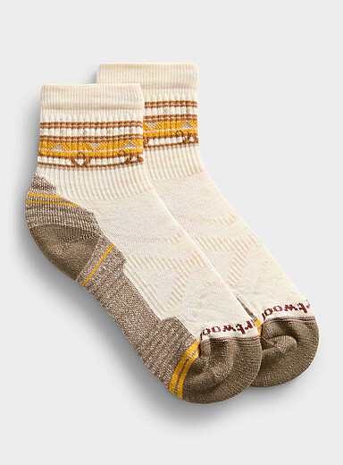 Smartwool: La chaussette de randonn&eacute;e zigzag Hauteur mi-chaussette Ivoire - Beige cr&egrave;me pour femme