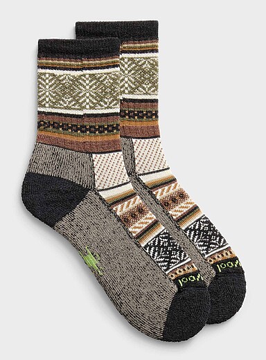Smartwool Charcoal Fair Isle merino crew socks Everyday Cozy for men