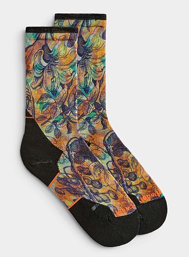 Botanical print trail running socks