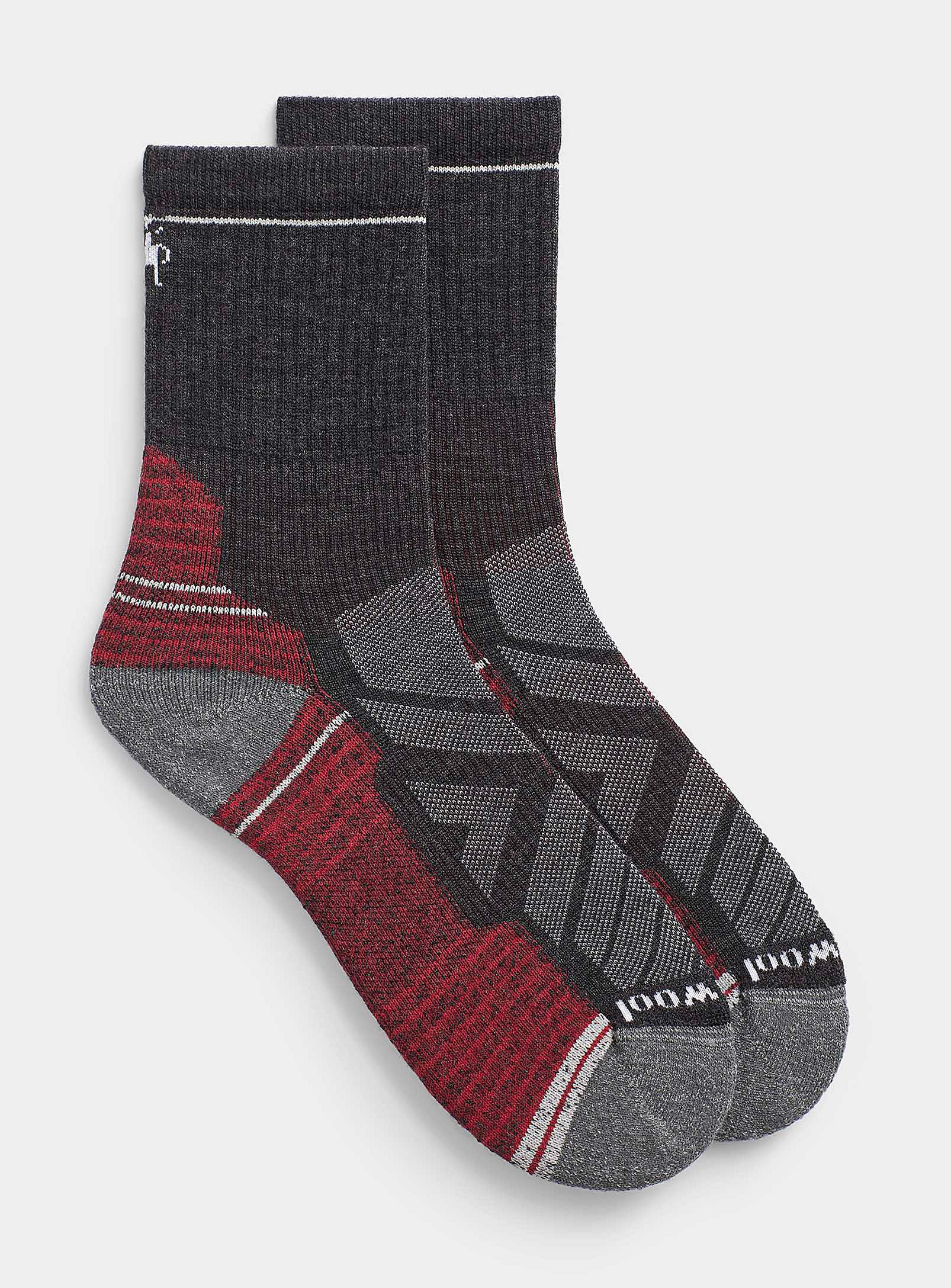 Smartwool Grey-and-red Hiking Sock In Charcoal