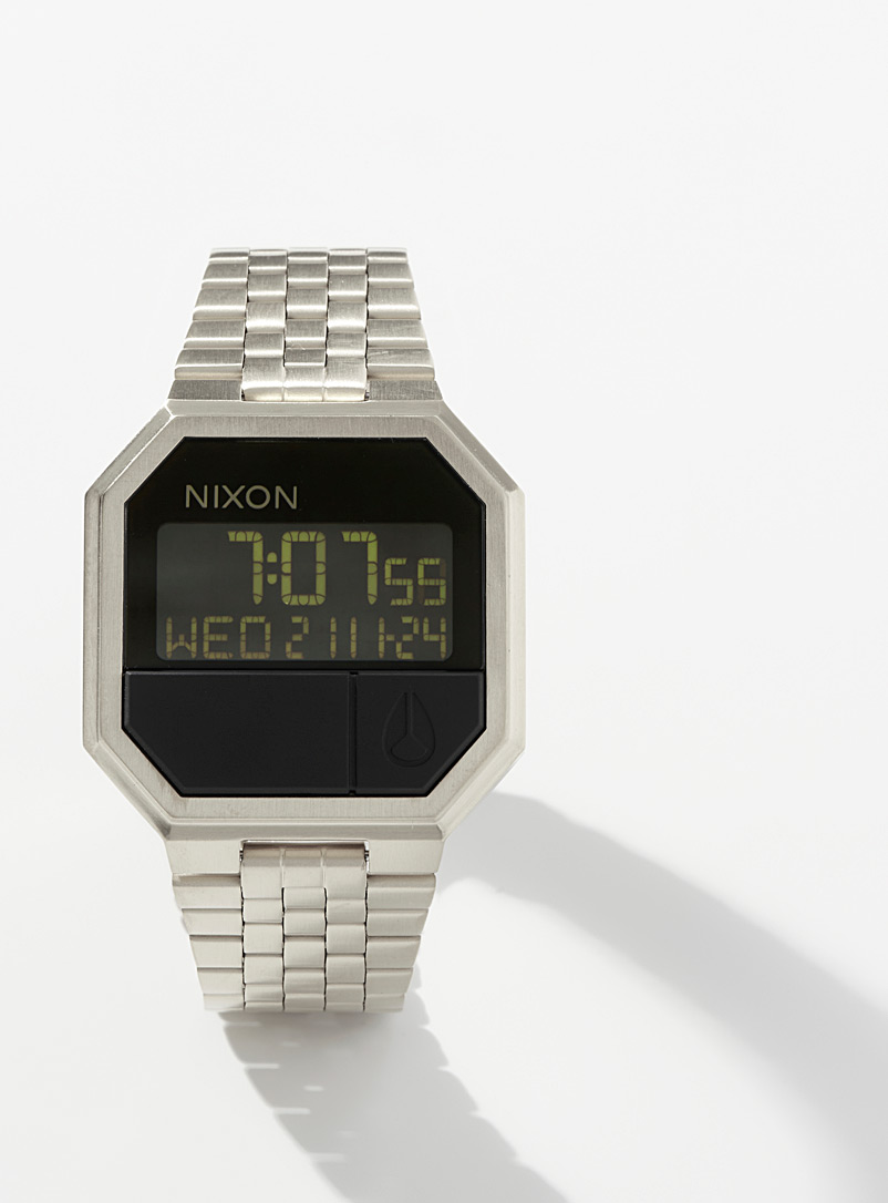 Nixon: La montre numérique Re-Run Argent pour homme
