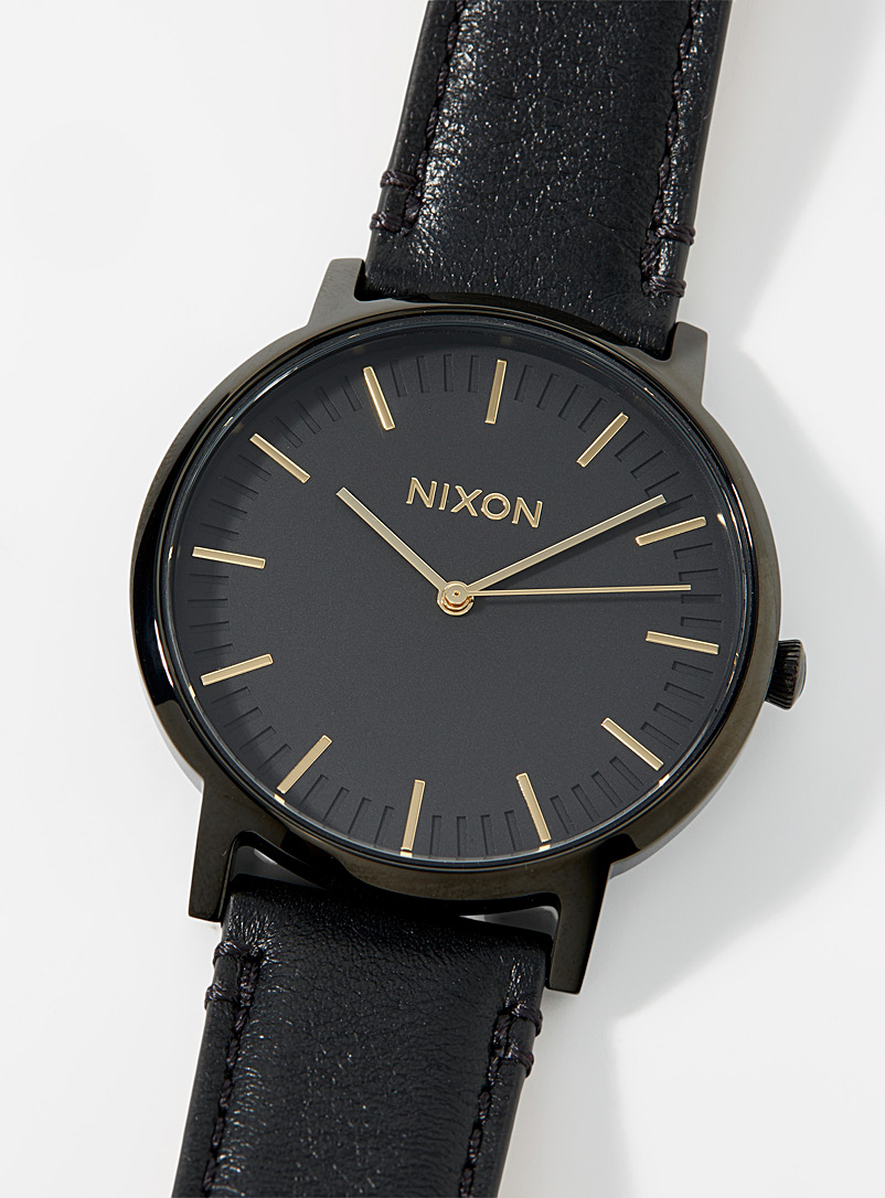 Nixon: La montre Porter cuir Noir pour homme