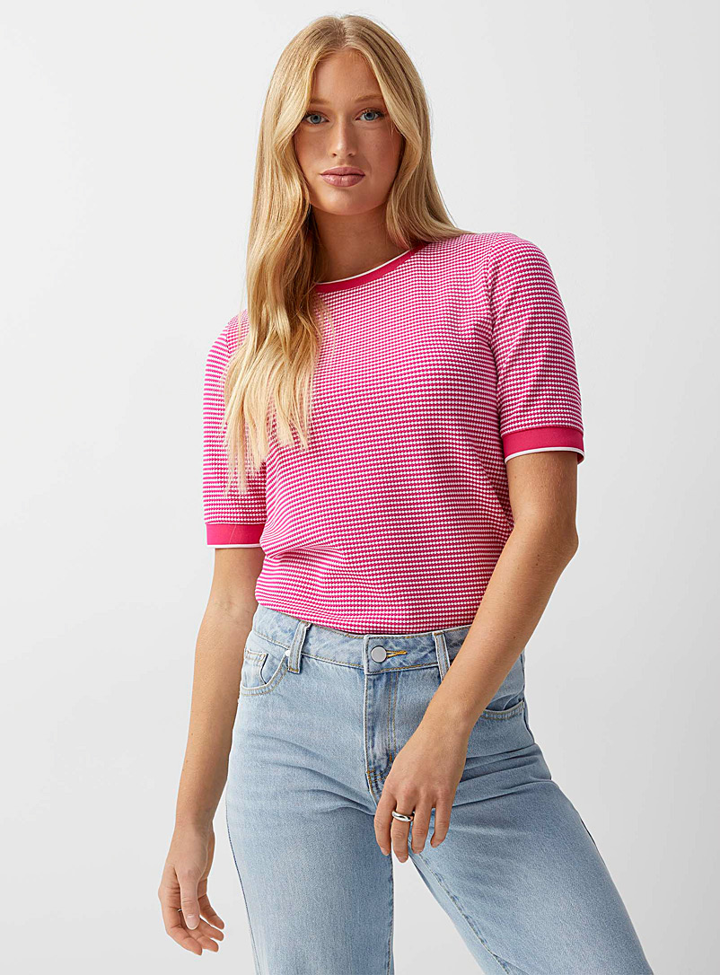Icône Pink Jacquard stripe T-shirt for women