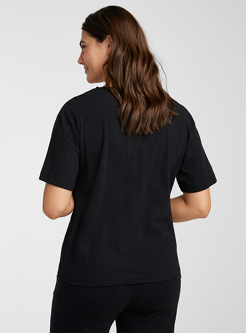 Miiyu Black Organic cotton boxy T-shirt for women