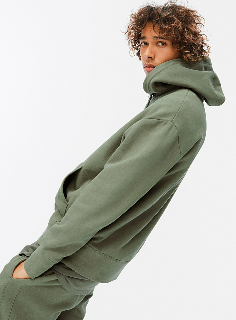 Djab Mossy Green Toggle-cord hoodie for men