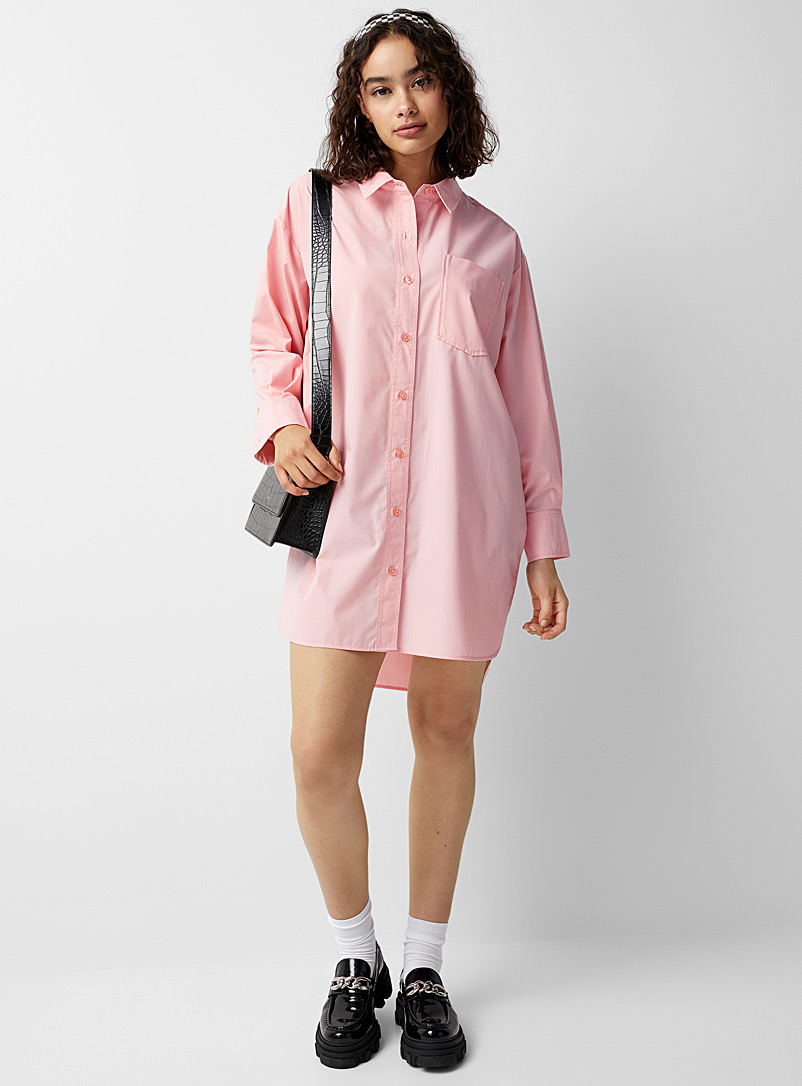 Twik Pink Oversized poplin shirtdress for women