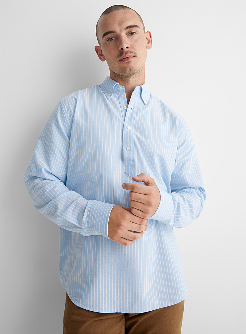 Le 31: La chemise oxford demi-boutonnage Coupe confort Bleu pour homme